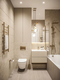 Фото № 6: Дизайн-проект трехкомнатной квартиры 61.1  м² Современная классика для ЖК Новоданиловская 8