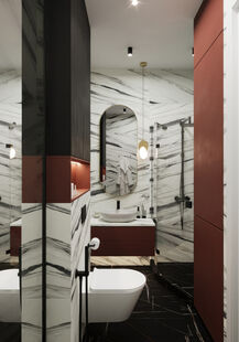 Фото № 6: Дизайн-проект двухкомнатной квартиры 37.77  м² Стиль Модернизм для ЖК Павелецкая Сити