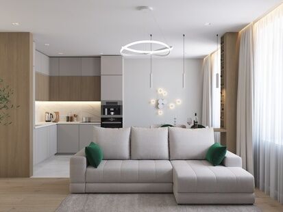 Фото № 6: Дизайн-проект трехкомнатной квартиры 78.3  м² Стиль Модернизм для ЖК в г. Магадан