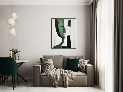 Фото № 1: Дизайн-проект однокомнатной квартиры 47.94  м² Стиль Модернизм для ЖК Самоцветы мира