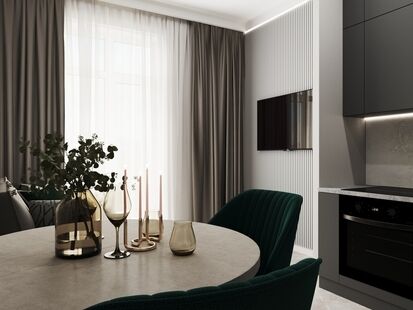 Фото № 4: Дизайн-проект однокомнатной квартиры 47.94  м² Стиль Модернизм для ЖК Самоцветы мира