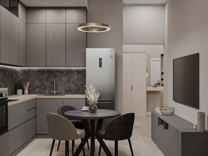 Фото № 5: Дизайн-проект двухкомнатной квартиры 80.0  м² Современный стиль для ЖК Янтарный город