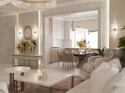 Фото № 4: Дизайн-проект дома/коттеджа 74.13  м² Современная классика для этажа частного дома в кп кудиново-люкс