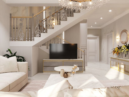 Фото № 1: Дизайн-проект дома/коттеджа 74.13  м² Современная классика для этажа частного дома в кп кудиново-люкс