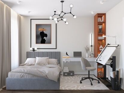 Фото № 1: Дизайн-проект трехкомнатной квартиры 70.6  м² Современный стиль для ЖК Вестердам