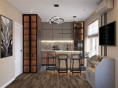 Фото № 2: Дизайн-проект трехкомнатной квартиры 70.6  м² Современный стиль для ЖК Вестердам