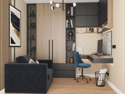 Фото № 4: Дизайн-проект трехкомнатной квартиры 46.16  м² Стиль Модернизм для ЖК Академика Павлова