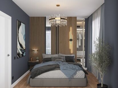 Фото № 1: Дизайн-проект трехкомнатной квартиры 46.16  м² Стиль Модернизм для ЖК Академика Павлова