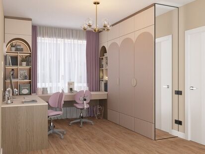 Фото № 2: Дизайн-проект трехкомнатной квартиры 46.16  м² Стиль Модернизм для ЖК Академика Павлова