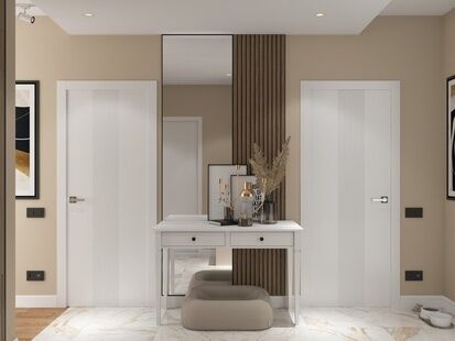 Фото № 5: Дизайн-проект трехкомнатной квартиры 46.16  м² Стиль Модернизм для ЖК Академика Павлова