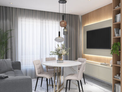 Фото № 1: Дизайн-проект двухкомнатной квартиры 40.31  м² Стиль Модернизм для ЖК Никольские Луга