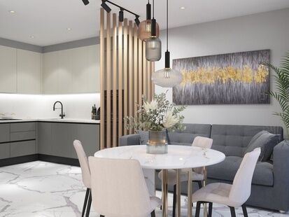 Фото № 4: Дизайн-проект двухкомнатной квартиры 40.31  м² Стиль Модернизм для ЖК Никольские Луга