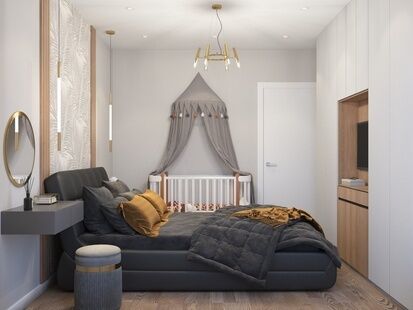 Фото № 3: Дизайн-проект двухкомнатной квартиры 40.31  м² Стиль Модернизм для ЖК Никольские Луга