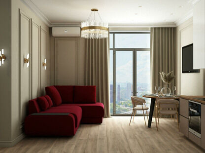 Фото № 1: Дизайн-проект двухкомнатной квартиры 67.24  м² Современная классика для ЖК Spires