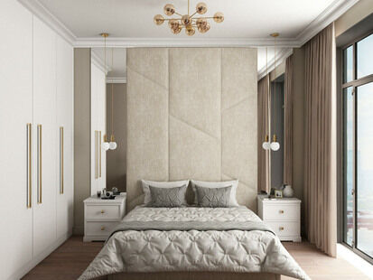 Фото № 5: Дизайн-проект двухкомнатной квартиры 67.24  м² Современная классика для ЖК Spires