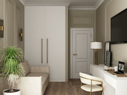 Фото № 2: Дизайн-проект двухкомнатной квартиры 67.24  м² Современная классика для ЖК Spires