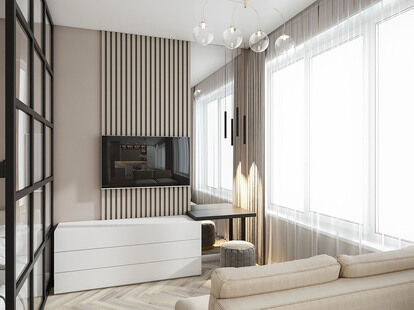 Фото № 3: Дизайн-проект однокомнатной квартиры 34.34  м² Стиль Модернизм для ЖК Ривер Парк