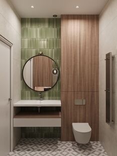 Фото № 6: Дизайн-проект двухкомнатной квартиры 32.73  м² Современный стиль для ЖК Инновация