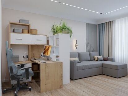 Фото № 2: Дизайн-проект двухкомнатной квартиры 38.61  м² Скандинавский стиль для ЖК Московский