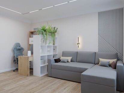 Фото № 1: Дизайн-проект двухкомнатной квартиры 38.61  м² Скандинавский стиль для ЖК Московский