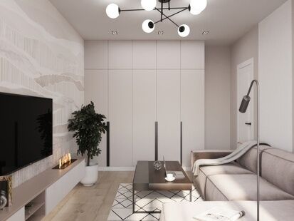 Фото № 1: Дизайн-проект двухкомнатной квартиры 45.92  м² Стиль Модернизм для ЖК Московский