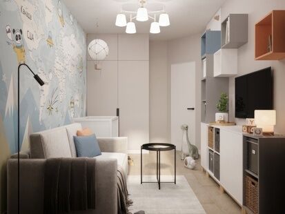 Фото № 2: Дизайн-проект двухкомнатной квартиры 45.92  м² Стиль Модернизм для ЖК Московский