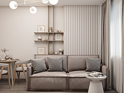 Фото № 3: Дизайн-проект двухкомнатной квартиры 41.3  м² Стиль Модернизм для ЖК Северная долина