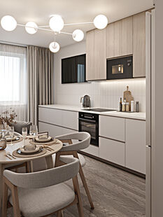 Фото № 2: Дизайн-проект двухкомнатной квартиры 41.3  м² Стиль Модернизм для ЖК Северная долина