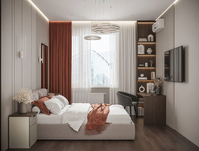 Фото № 4: Дизайн-проект двухкомнатной квартиры 50.45  м² Стиль Модернизм для ЖК Лайм