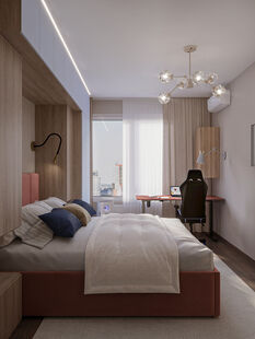 Фото № 3: Дизайн-проект двухкомнатной квартиры 49.51  м² Современный стиль для ЖК Стрижи в Невском 2