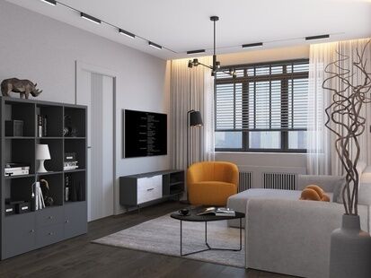 Фото № 1: Дизайн-проект двухкомнатной квартиры 62.7  м² Стиль Модернизм для ЖК Мой адрес в Некрасовке 2