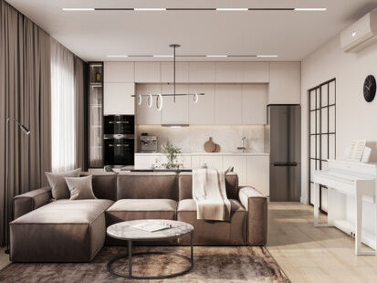 Фото № 5: Дизайн-проект трехкомнатной квартиры 74.72  м² Стиль Модернизм для ЖК Фреш