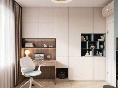 Фото № 6: Дизайн-проект трехкомнатной квартиры 74.72  м² Стиль Модернизм для ЖК Фреш