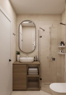 Фото № 4: Дизайн-проект трехкомнатной квартиры 74.72  м² Стиль Модернизм для ЖК Фреш