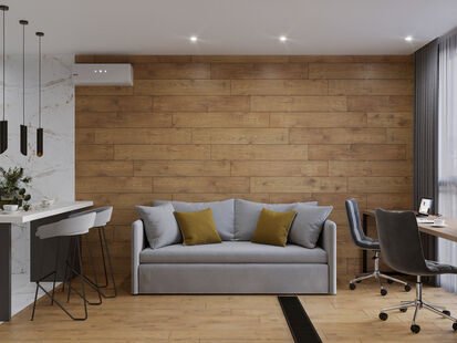 Фото № 4: Дизайн-проект двухкомнатной квартиры 38.3  м² Современный стиль для ЖК Изумрудные Холмы