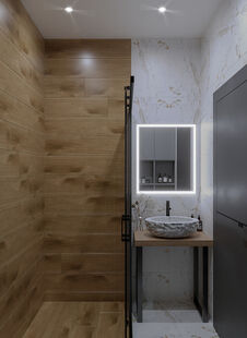 Фото № 5: Дизайн-проект двухкомнатной квартиры 38.3  м² Современный стиль для ЖК Изумрудные Холмы