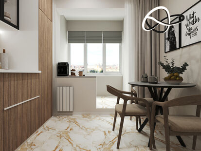 Фото № 1: Дизайн-проект трехкомнатной квартиры 64.29  м² Стиль Модернизм для ЖК Московский