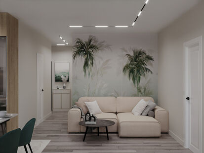 Фото № 6: Дизайн-проект трехкомнатной квартиры 59.7  м² Современный стиль для ЖК Молодежный