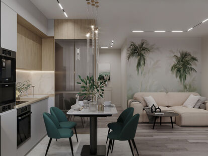 Фото № 1: Дизайн-проект трехкомнатной квартиры 59.7  м² Современный стиль для ЖК Молодежный