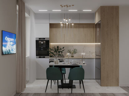 Фото № 2: Дизайн-проект трехкомнатной квартиры 59.7  м² Современный стиль для ЖК Молодежный