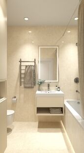 Фото № 6: Дизайн-проект двухкомнатной квартиры 52.05  м² Современный стиль для ЖК Аквилон