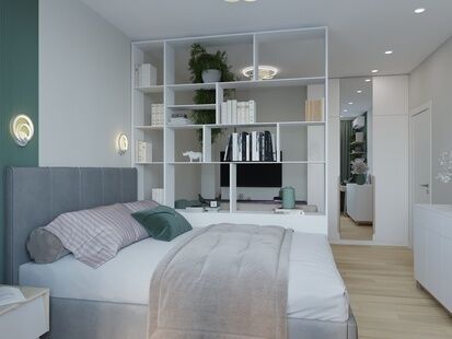 Фото № 4: Дизайн-проект однокомнатной квартиры 52.54  м² Современный стиль для ЖК Московский