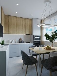 Фото № 1: Дизайн-проект однокомнатной квартиры 52.54  м² Современный стиль для ЖК Московский