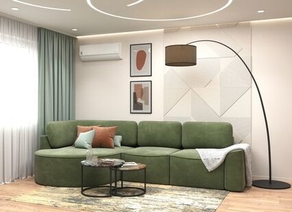 Фото № 4: Дизайн-проект двухкомнатной квартиры 68.3  м² Стиль Модернизм для ЖК Московский