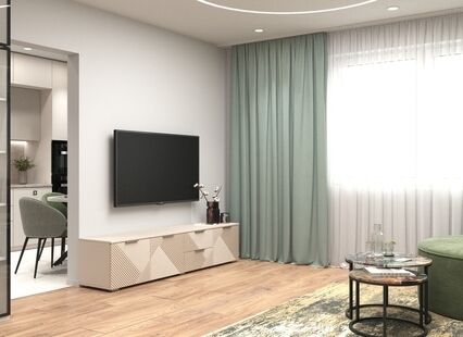 Фото № 5: Дизайн-проект двухкомнатной квартиры 68.3  м² Стиль Модернизм для ЖК Московский