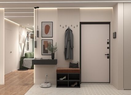 Фото № 6: Дизайн-проект двухкомнатной квартиры 68.3  м² Стиль Модернизм для ЖК Московский