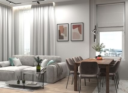 Фото № 3: Дизайн-проект трехкомнатной квартиры 57.76  м² Современный стиль для ЖК Хэдлайнер