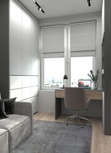 Фото № 6: Дизайн-проект трехкомнатной квартиры 57.76  м² Современный стиль для ЖК Хэдлайнер