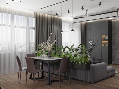 Фото № 5: Дизайн-проект трехкомнатной квартиры 90.8  м² Современный стиль для ЖК Отрада