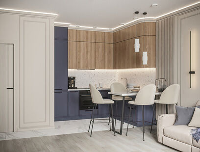 Фото № 5: Дизайн-проект двухкомнатной квартиры 49.5  м² Современная классика для ЖК Бригантина